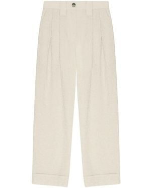 Ganni Mid-Rise Straight-Leg Tailored Trousers - White