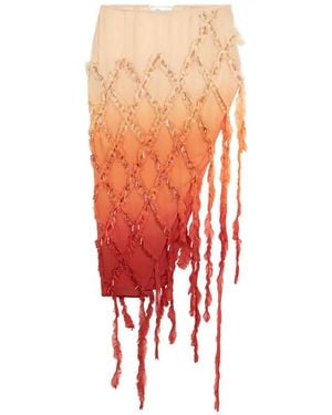 Blumarine Asymmetrical Fringed Skirt - White