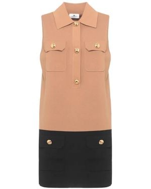 Elisabetta Franchi Button-Up Sleeveless Dress - White