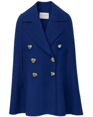 Carolina Herrera Double-Faced Peacoat Cape - Blue