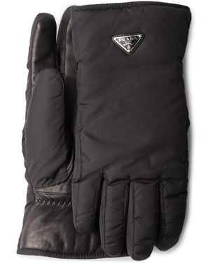 Prada Guantes Con Logo Triangular - Negro