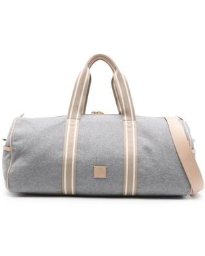 Eleventy Striped-Panel Duffle Bag - Grey