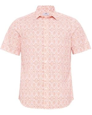 LOJA DAS MEIAS Geometric-Print Short-Sleeve Polo Shirt - Pink