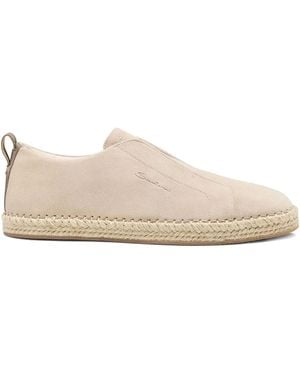 Santoni スエード スリッポン スニーカー - ナチュラル