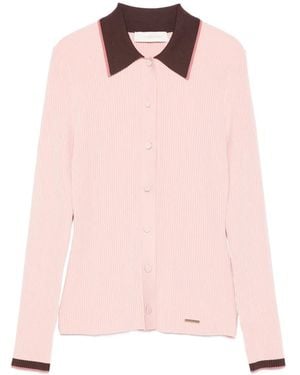 Zimmermann Contrast Rib Cardigan - Pink