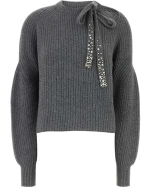 Des Phemmes Pull À Ornements De Cristaux Et Détail De Nœud - Grey