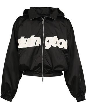 RRR123 Flagship Abbots Logo-Appliqué Hooded Jacket - Black