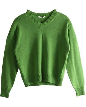 AURALEE V-neck Ribbed Sweater - グリーン