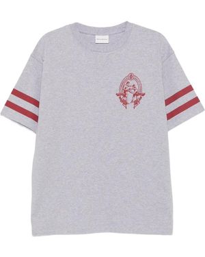 Drole de Monsieur Boxers Graphic-Print Striped-Sleeve T-Shirt - Grey