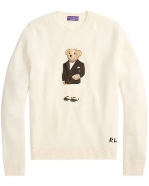 Ralph Lauren Signature Teddy Bear Motif Crew-neck Sweater - ナチュラル