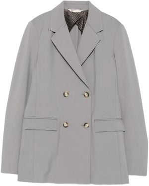 Max Mara Double-Breasted Notched-Lapel Blazer - Gray