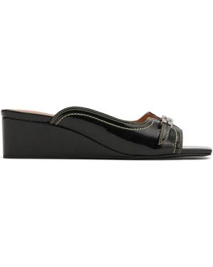 Ganni Butterfly Wedge Mule Sandals - Black