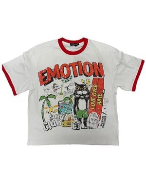 Mixed Emotions Surf Club Graphic-Print Ringer T-Shirt - White