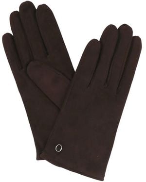 Orciani Logo-Plaque Suede Gloves - Black