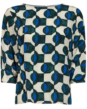 Weekend by Maxmara Geometric-Print Bow-Detail Blouse - Blue