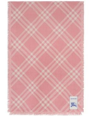 Burberry Wide Check Wool Silk Scarf - Pink