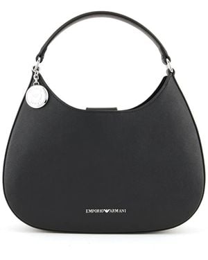 Emporio Armani ロゴ ホーボーショルダーバッグ - ブラック