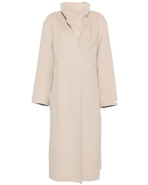 Sportmax Asymmetric Draped-Collar Coat - White