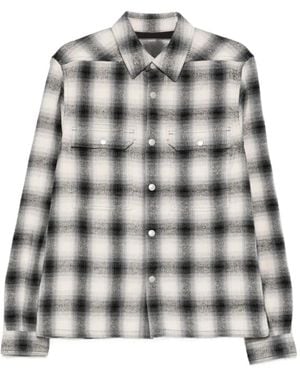 Rick Owens Cropped Plaid Overshirt - Grey