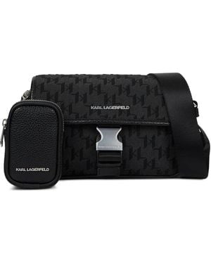 KARL LAGERFELD K/Monogram Messenger Bag - Black