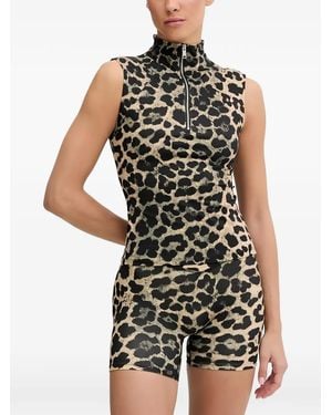 P.E Nation Leopard Zip-Up Top - Black