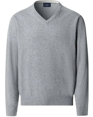 Hackett London V-Neck Elbow-Patch Jumper - Grey