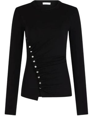 Rabanne Button-Embellished Draped Top - Black