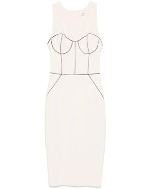 Elisabetta Franchi コントラストパイピング ドレス - ナチュラル