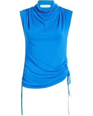 Proenza Schouler Elna Cowl-Neck Drawstring Top - Blue