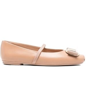 Ferragamo Vara Leather Ballet Flats - Pink