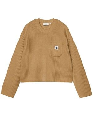 Carhartt Mira Ribbed-Knit Patch-Pocket Sweater - Natural