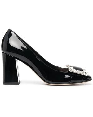 Sergio Rossi Embellished Patent Court Shoes - Black