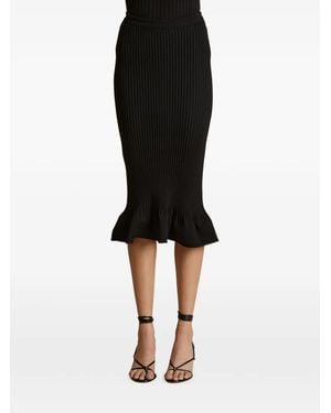 KHAITE Ruffled Midi Skirt - Black