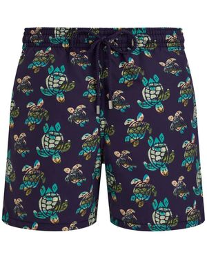 Vilebrequin Landscape Turtles Badeshorts - Blau
