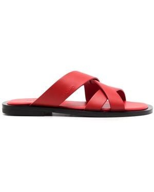 Ferragamo Interwoven-Strap Leather Sandals - Red
