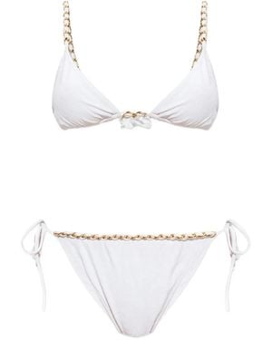 Balmain Chain-Embellished Bikini - White
