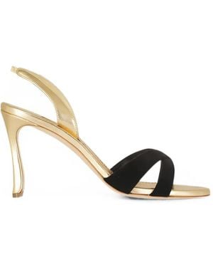 Manolo Blahnik Callydra Crossover-Strap Slingback Sandals - Metallic