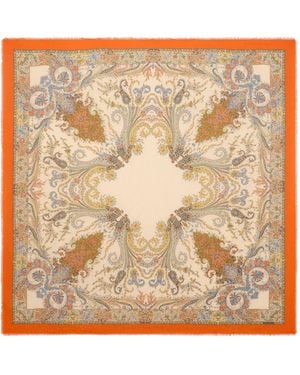 Etro Asymmetrical Floral-Inspired Scarf 140 X 140 Cm - Metallic