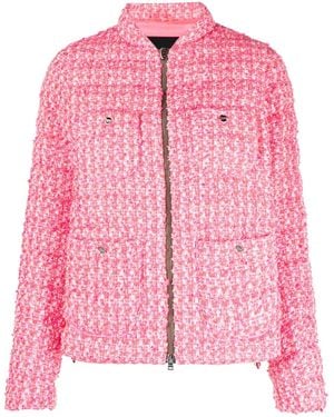 Herno Padded Tweed Jacket - Pink