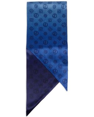 Giorgio Armani Logo-Pattern Scarf - Blue