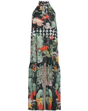 Amir Slama X Avatim Maxikleid Mit Tropischem Print - Weiß
