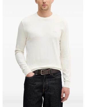 Guess Crew-Neck Logo Sweater - White