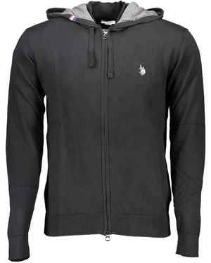 U.S. POLO ASSN. Logo-Embroidered Zip-Fastening Hoodie - Black