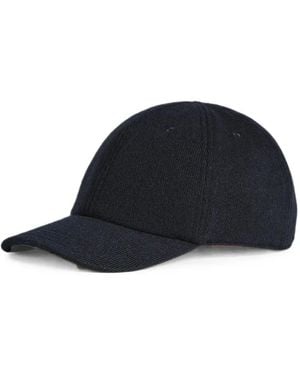 Kiton Leather-Trimmed Baseball Cap - Blue