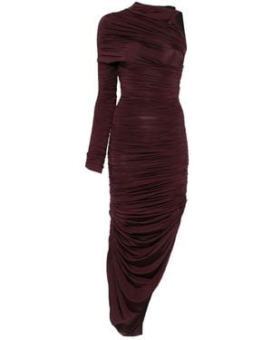 Mugler Asymmetric Draped Maxi Dress - Purple