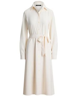 Ralph Lauren Belted Double-Faced Georgette Midi Shirt Dress - White