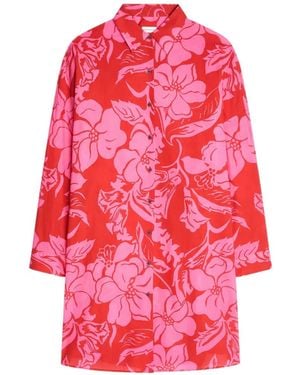 Dries Van Noten Floral Shirt Midi Dress - Pink