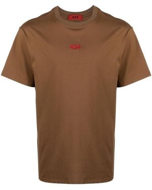 424 Embroidered Micro Logo T-Shirt - Brown