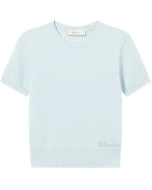 Blumarine Short-Sleeve Sweater - Blue