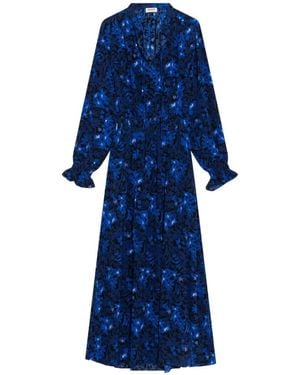 Zadig & Voltaire Rayado Smooth Night Flowers Maxi Dress - Blue